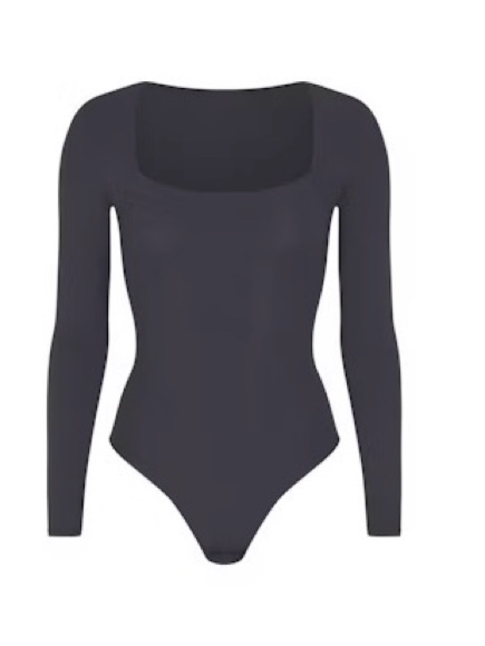 SKIMS Black Square-Neck Long Sleeve Bodysuit